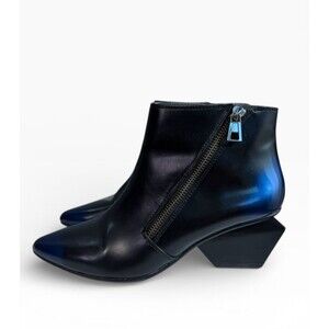 United Nude ROCKY Mid Boots Black & Blue Leather Sculptural Heel EU 38, US 7.5